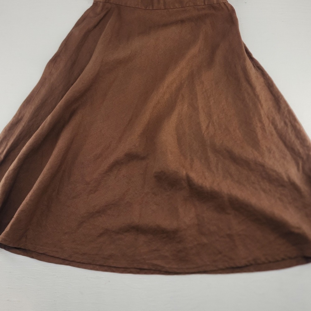 Rafaella Size 6 | Brown 100% Linen Sleeveless V-Neck Fit & Flare Dress Womens - Picture 3 of 5